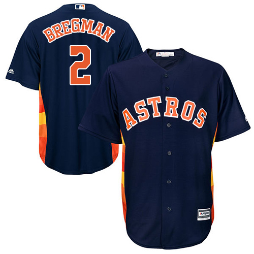 Astros #2 Alex Bregman Navy Blue Cool Base Stitched Youth MLB Jersey - Click Image to Close